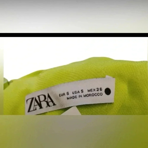 Zara NWT Bright Green Ruched Sleeveless Bodycon Mini Dress  Size Small - Picture 7 of 8